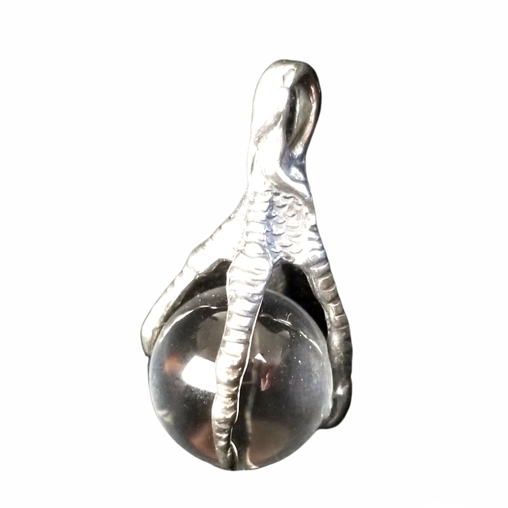 925 Sterling Silver Eagle Talon Quartz Pendant EUC